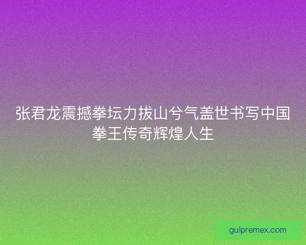 张君龙震撼拳坛力拔山兮气盖世书写中国拳王传奇辉煌人生