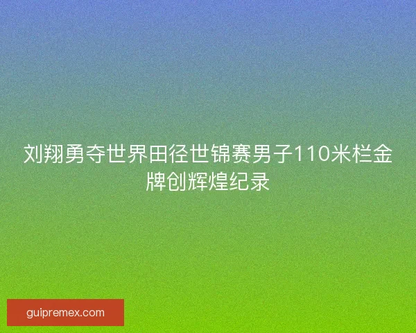 刘翔勇夺世界田径世锦赛男子110米栏金牌创辉煌纪录