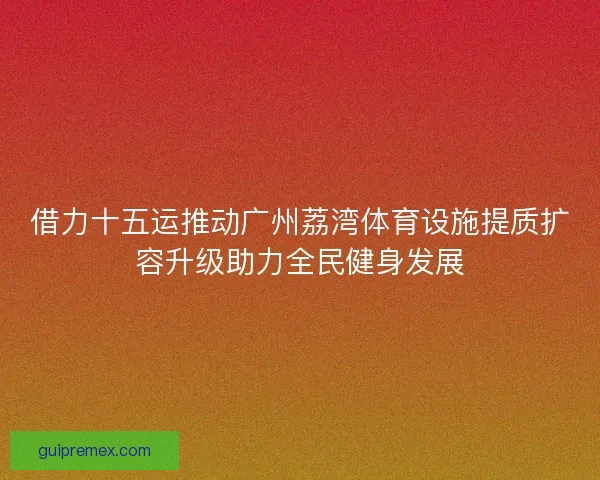 借力十五运推动广州荔湾体育设施提质扩容升级助力全民健身发展