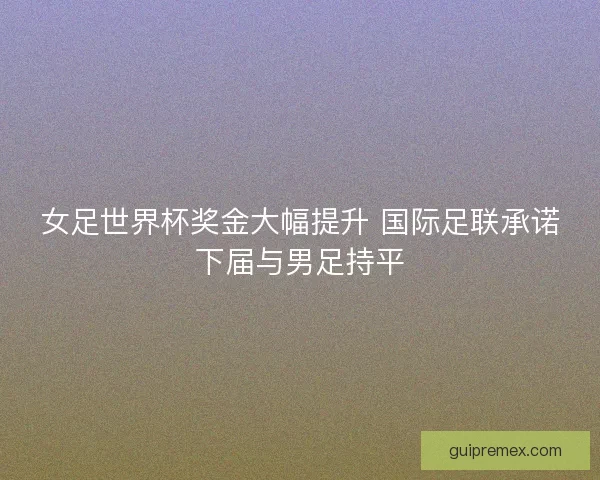 女足世界杯奖金大幅提升 国际足联承诺下届与男足持平