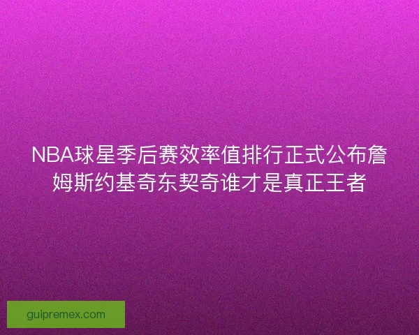 NBA球星季后赛效率值排行正式公布詹姆斯约基奇东契奇谁才是真正王者